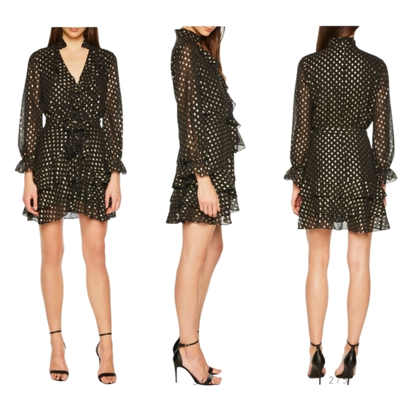 Bardot Dresses & Skirts - Bardot Metallic Dot Shirt Dress 8/Medium NWT